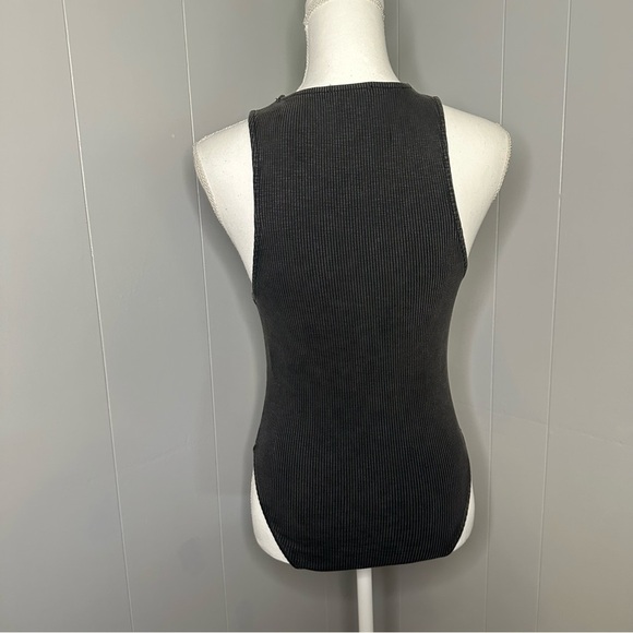 ZARA Black Rhinestone Studded Ribbed Bodysuit | Size M | Sparkly Party Top - Picture 4 of 6